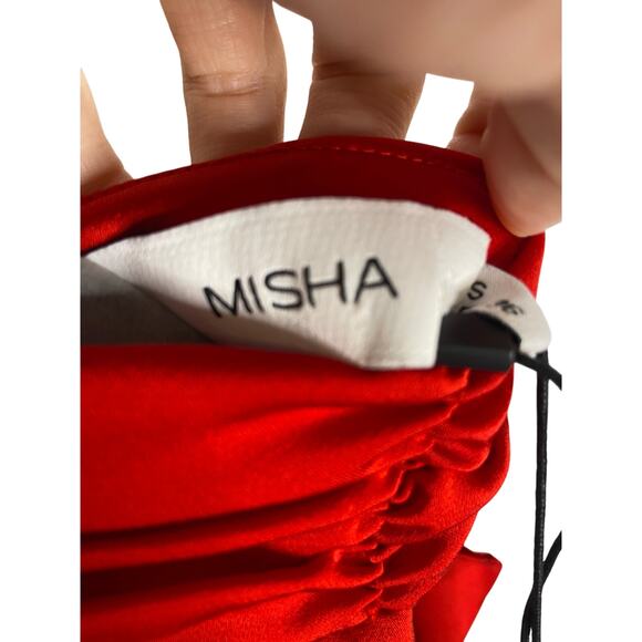 Misha Evianna Gown Maxi Dress Mock Neck Bow Gala Black Tie Formal Prom Size S - Picture 12 of 12